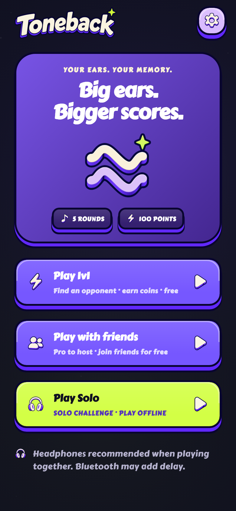 Toneback home with free 1v1, private games with friends and offline solo