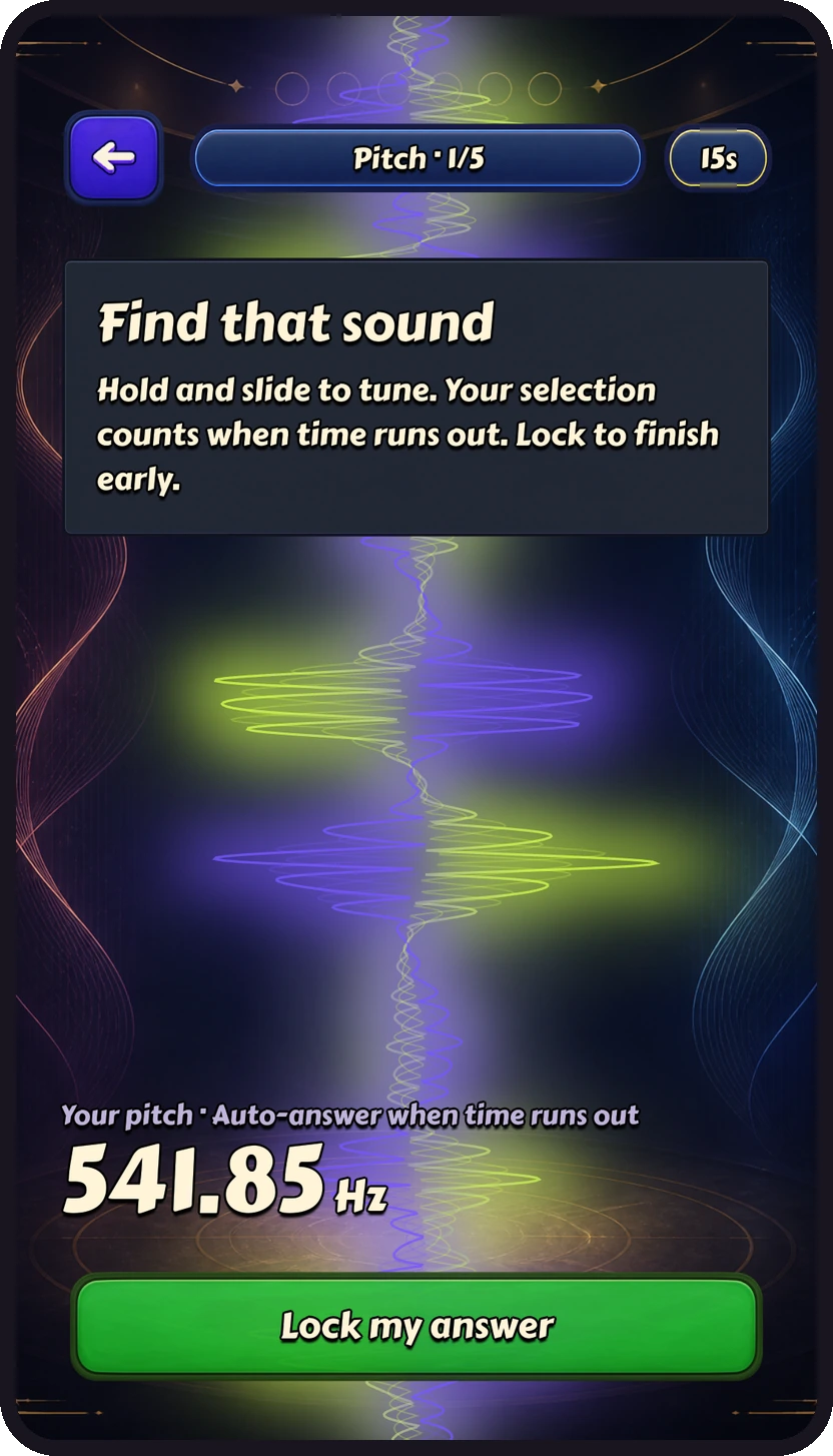 Slide to match the pitch you remember in Toneback